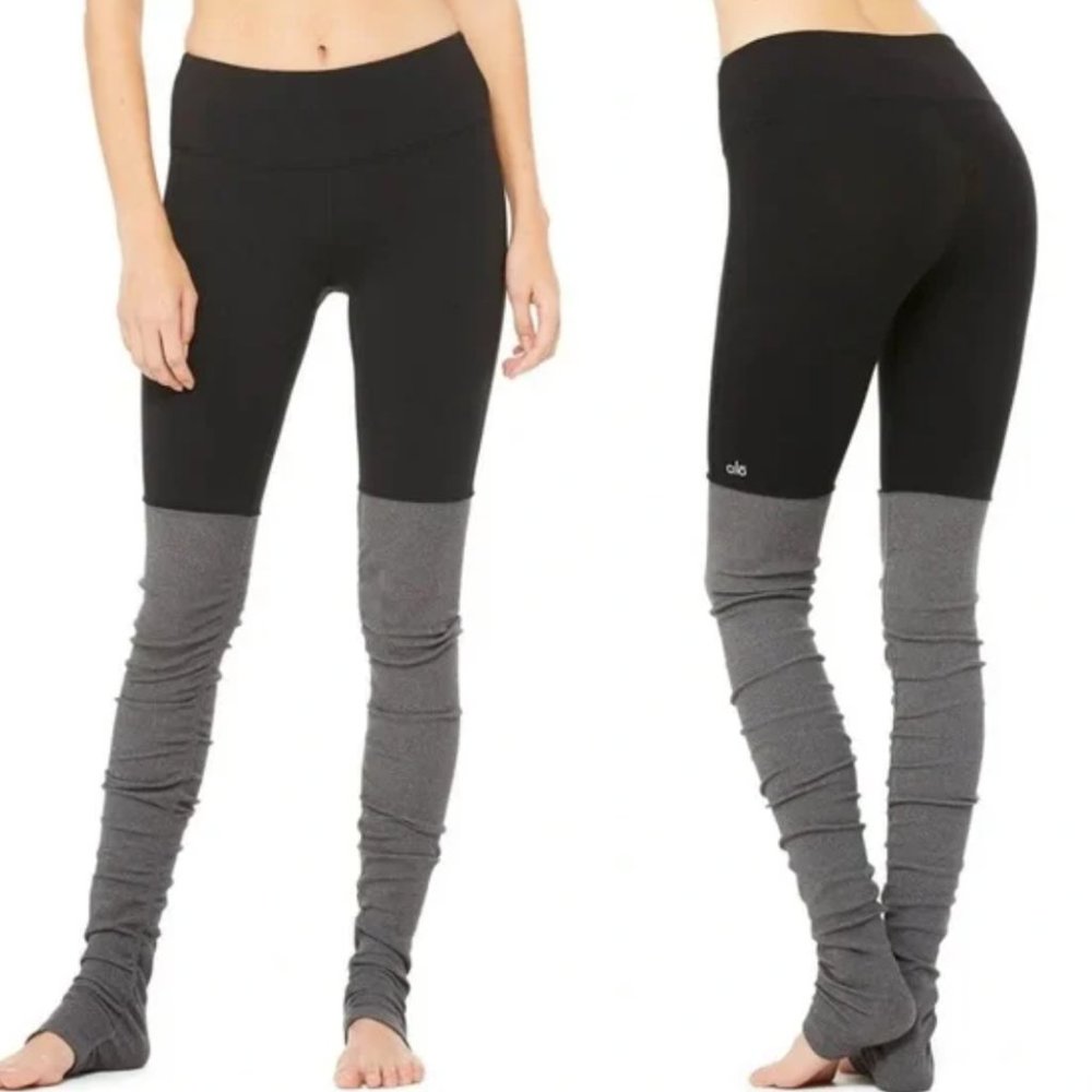 SOLD  Alo Yoga - Goddess two tone legging - grey and black- Small